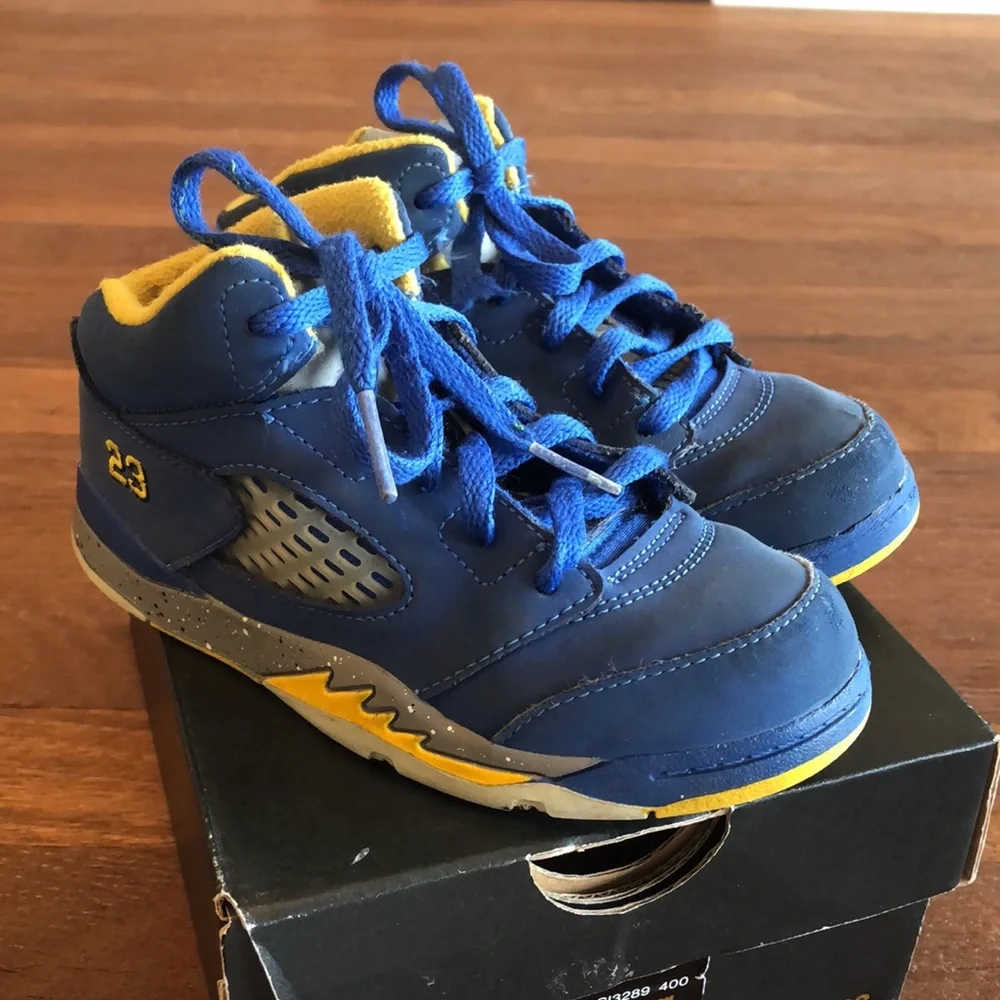 Air Jordan 5 Laney JSP TD CI3289-400 Toddler Boy’s Sneakers Size 10C Blue Yellow